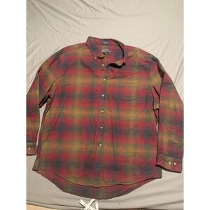 Pendleton Mason Mens XXL Red Yellow Plaid Flannel Button Down Shirt 100% Cotton
